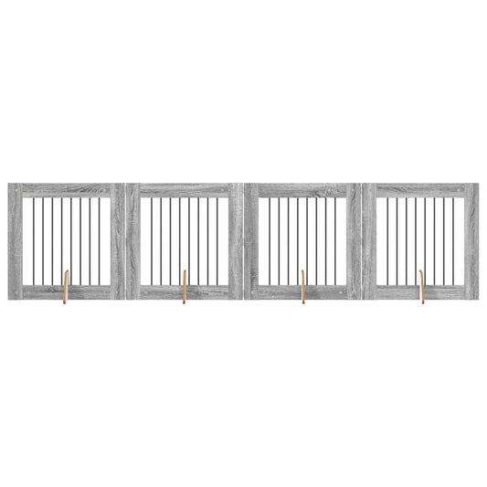 Foldable Dog Gate with Stands 4 pcs Grey Sonoma 321 cm