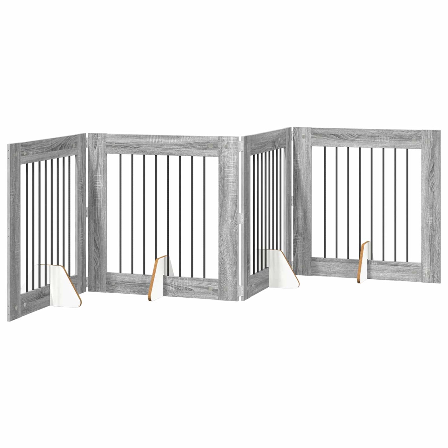 Dog Gate with Stands 4 pcs Grey Sonoma 80 x 80 cm