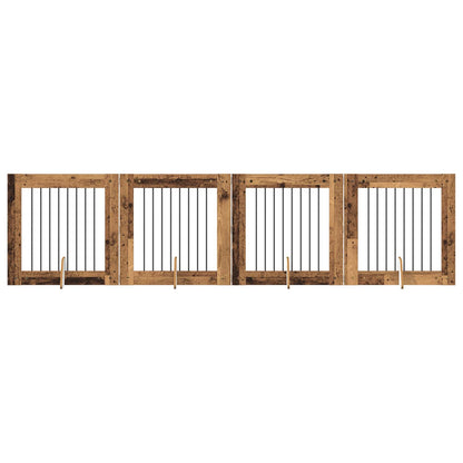 Dog Gate with Stands 4 pcs Old Wood 80 x 80 cm Engineered Wood