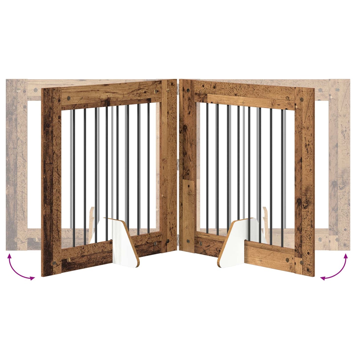 Dog Gate with Stands 4 pcs Old Wood 80 x 80 cm Engineered Wood