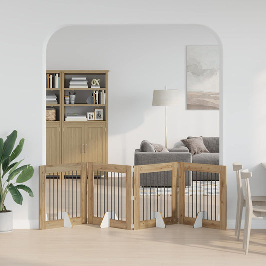 Foldable Dog Gate with Stands 4 pcs Artisan Oak 321 cm