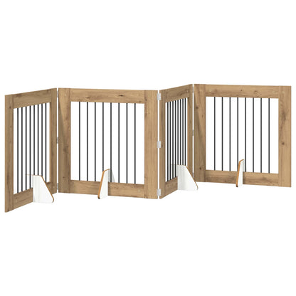 Foldable Dog Gate with Stands 4 pcs Artisan Oak 321 cm