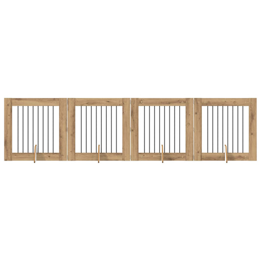 Foldable Dog Gate with Stands 4 pcs Artisan Oak 321 cm