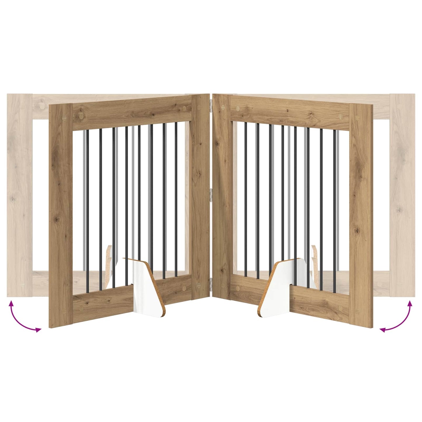 Foldable Dog Gate with Stands 4 pcs Artisan Oak 321 cm