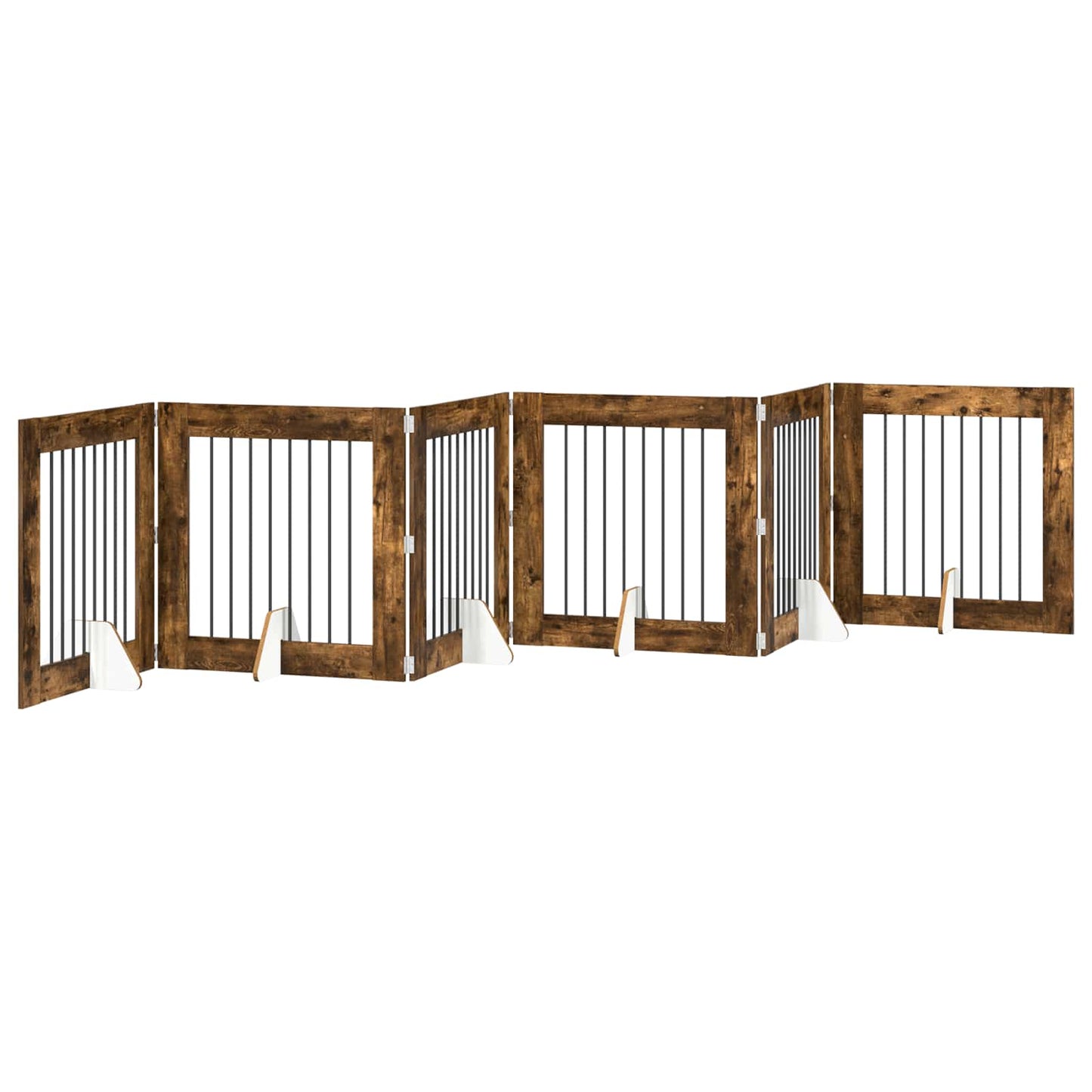 Dog Gate with Stands 6 pcs Smoked Oak 80 x 80 cm