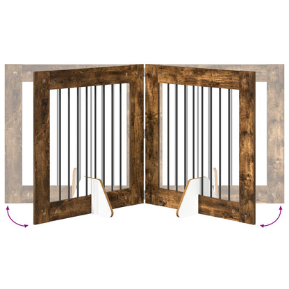 Foldable Dog Gate with Stands 6 pcs Smoked Oak 482 cm