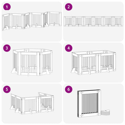 Foldable Dog Gate with Stands 6 pcs Smoked Oak 482 cm