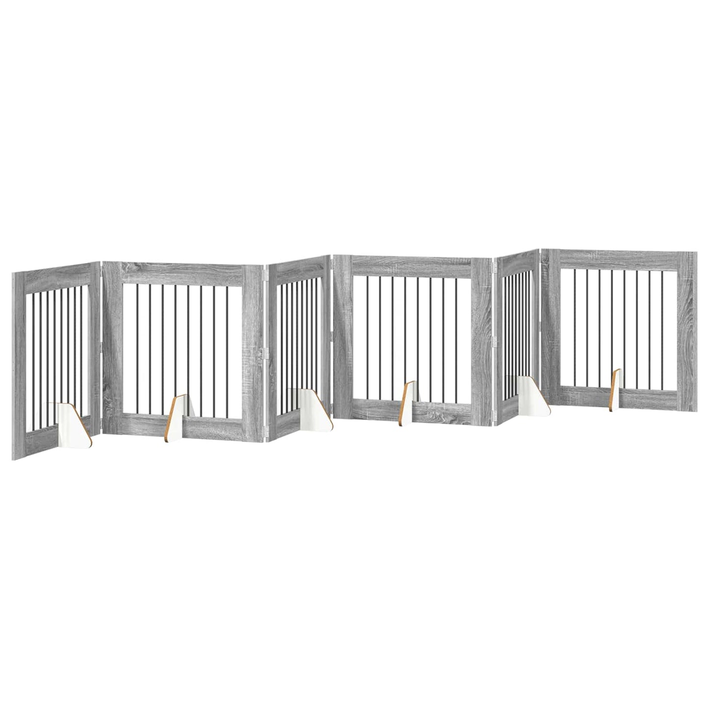 Dog Gate with Stands 6 pcs Grey Sonoma 80 x 80 cm