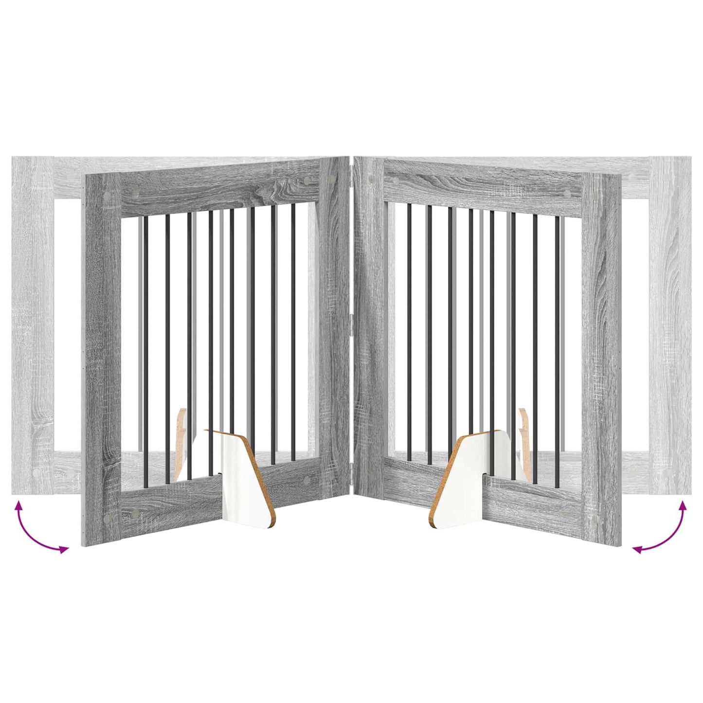 Foldable Dog Gate with Stands 6 pcs Grey Sonoma 482 cm
