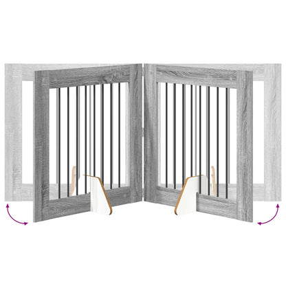 Foldable Dog Gate with Stands 6 pcs Grey Sonoma 482 cm