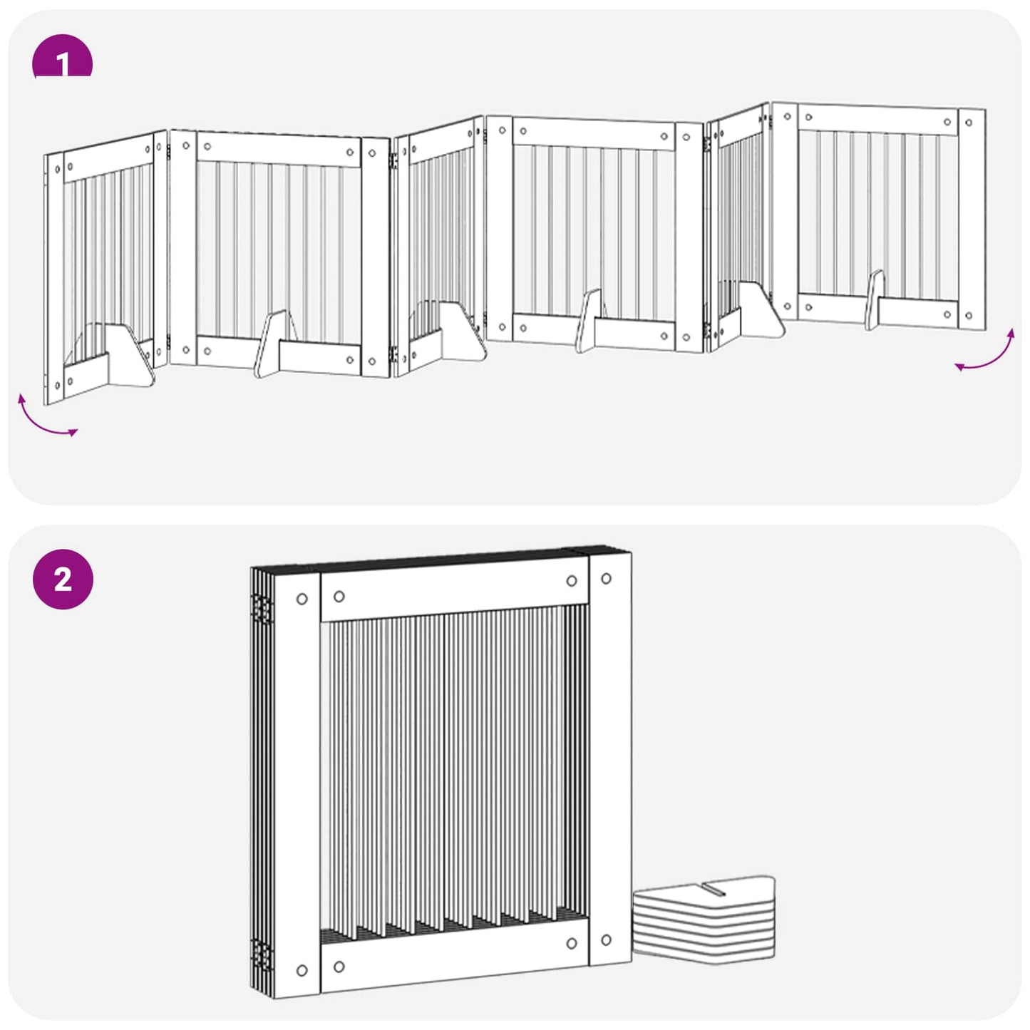 Dog Gate with Stands 6 pcs Grey Sonoma 80 x 80 cm