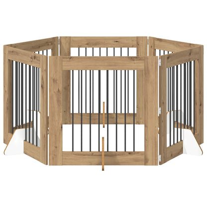 Foldable Dog Gate with Stands 6 pcs Artisan Oak 482 cm