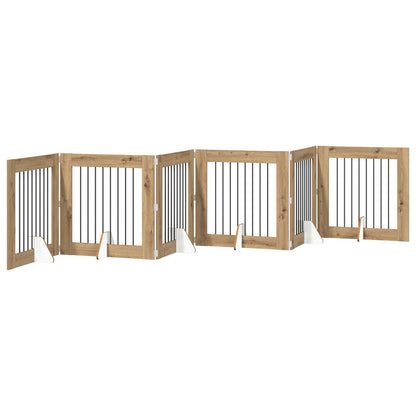 Foldable Dog Gate with Stands 6 pcs Artisan Oak 482 cm
