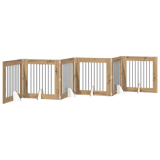 Foldable Dog Gate with Stands 6 pcs Artisan Oak 482 cm