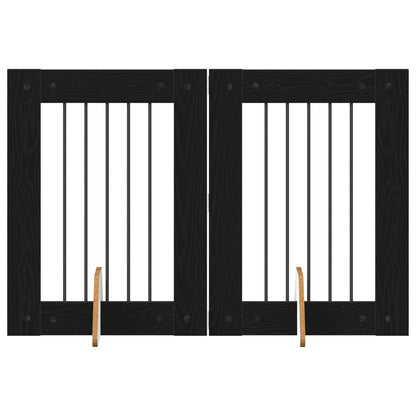 Dog Gate with Stands 2 pcs Black Oak 60 x 80 cm Engineered Wood