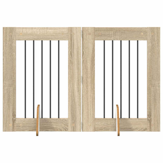 Foldable Dog Gate with Stands 2 pcs Sonoma Oak 120.5 cm