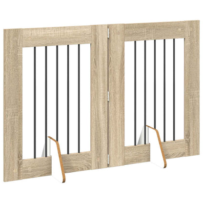 Foldable Dog Gate with Stands 2 pcs Sonoma Oak 120.5 cm