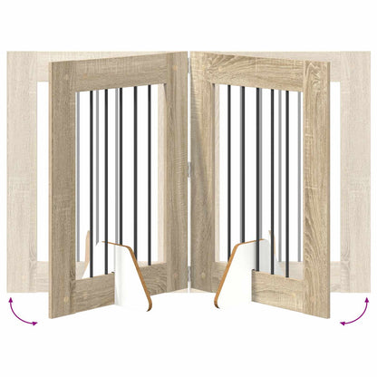 Foldable Dog Gate with Stands 2 pcs Sonoma Oak 120.5 cm