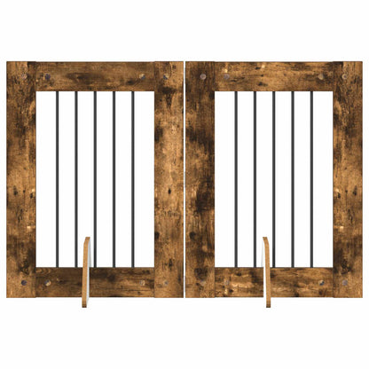 Dog Gate with Stands 2 pcs Smoked Oak 60 x 80 cm