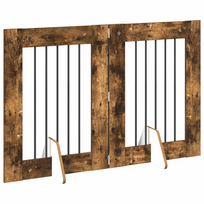 Foldable Dog Gate with Stands 2 pcs Smoked Oak 120.5 cm