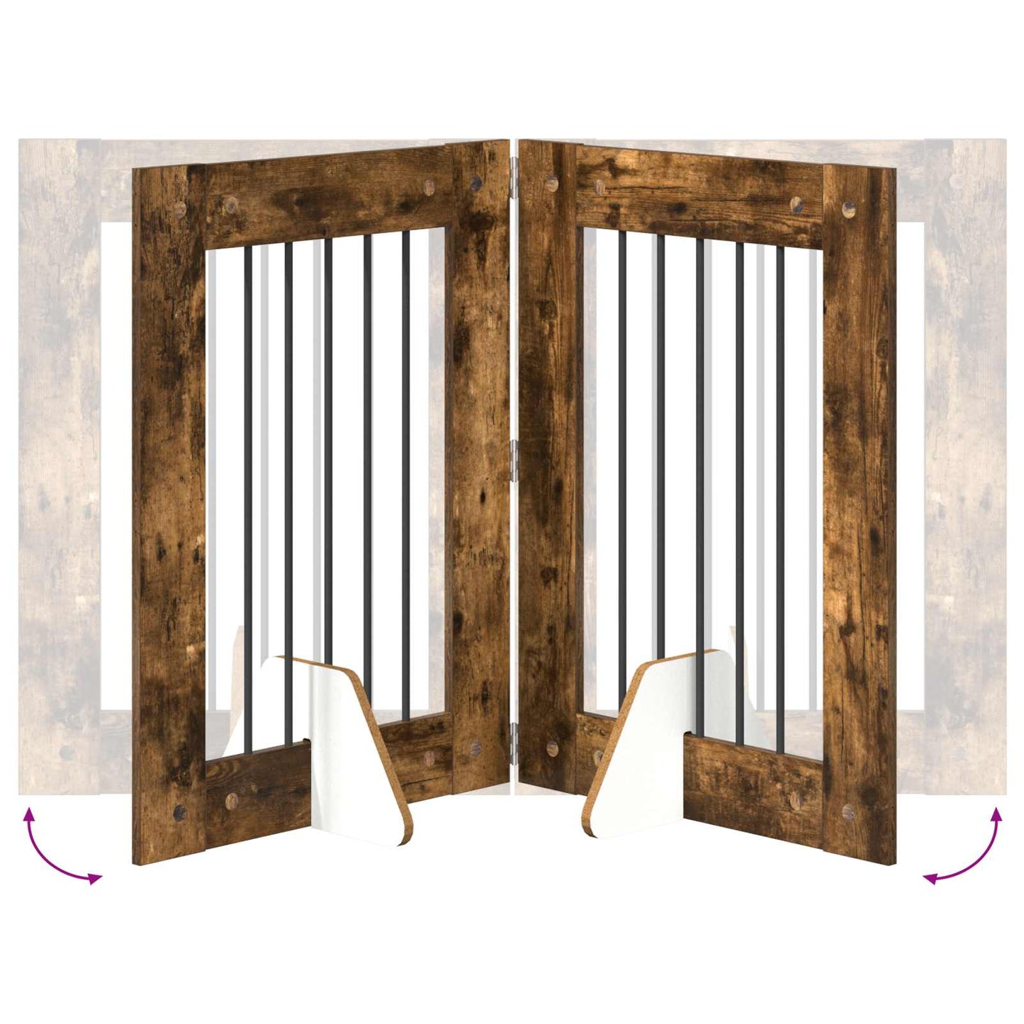 Foldable Dog Gate with Stands 2 pcs Smoked Oak 120.5 cm