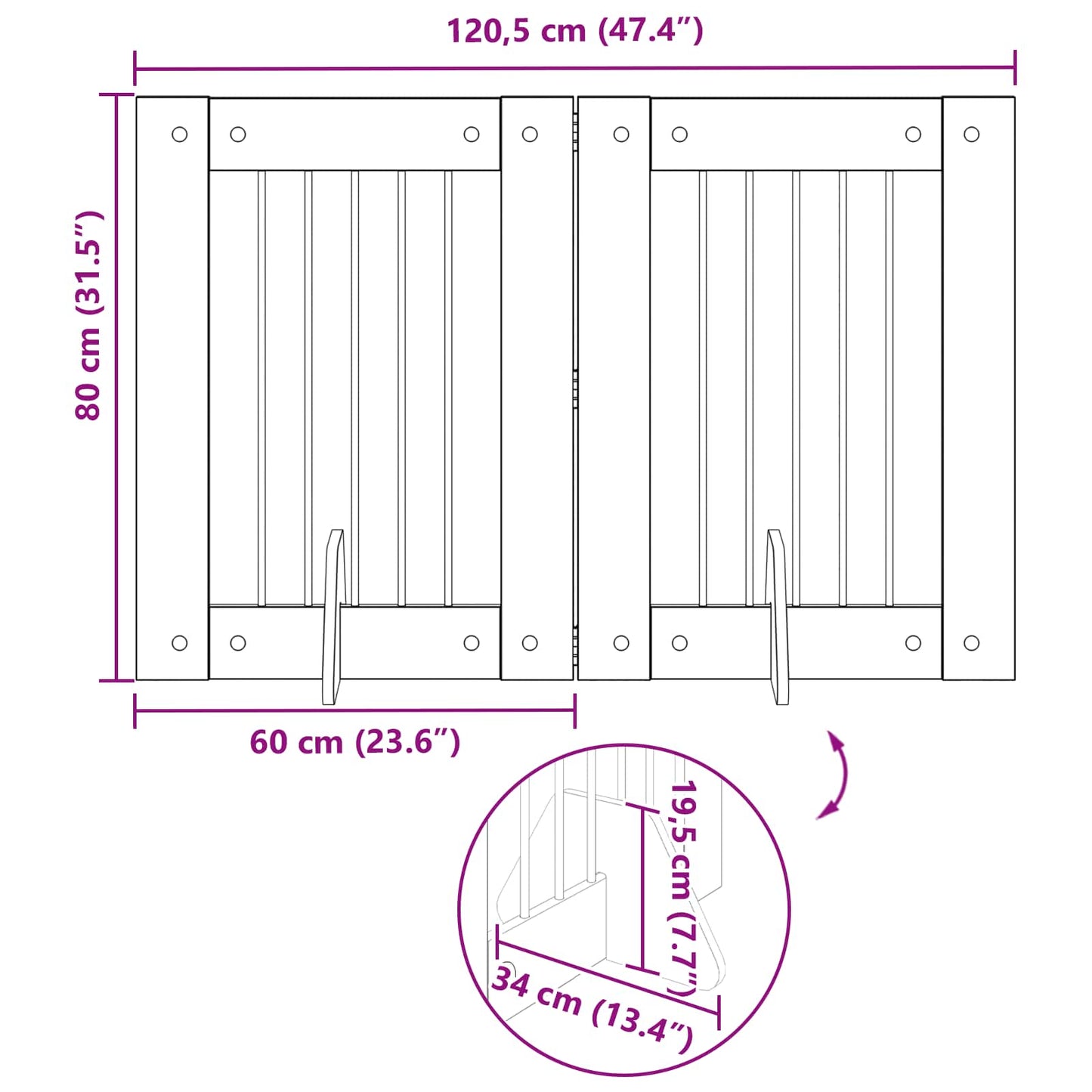 Foldable Dog Gate with Stands 2 pcs Smoked Oak 120.5 cm