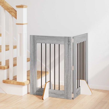 Dog Gate with Stands 2 pcs Grey Sonoma 60 x 80 cm