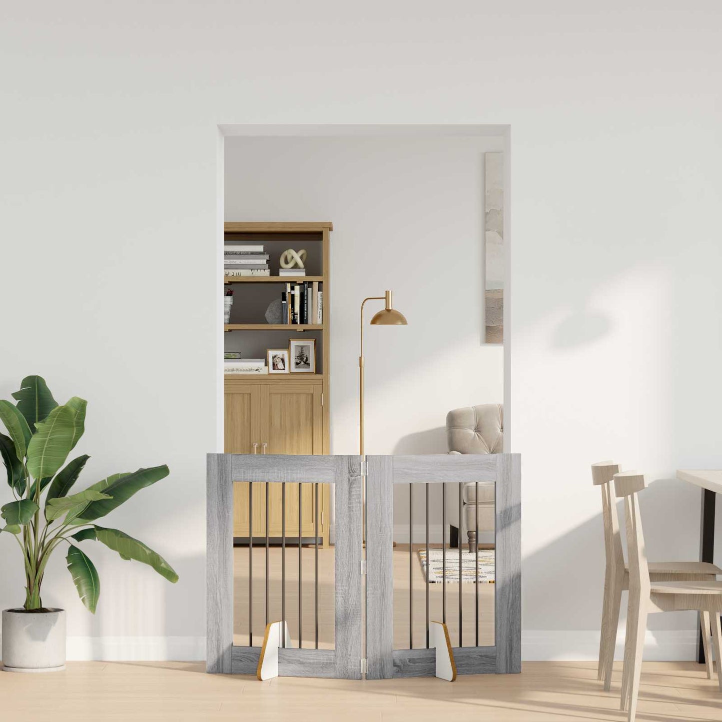Dog Gate with Stands 2 pcs Grey Sonoma 60 x 80 cm