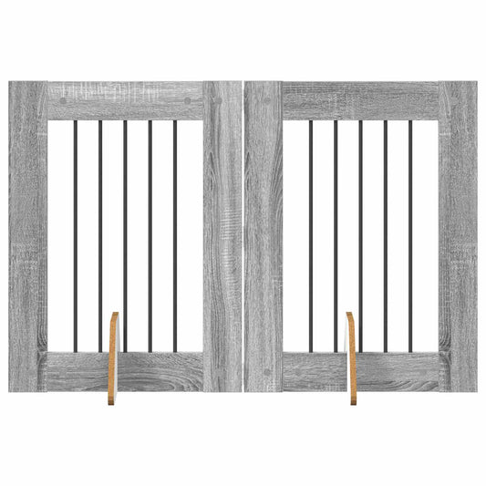 Foldable Dog Gate with Stands 2 pcs Grey Sonoma 120.5 cm