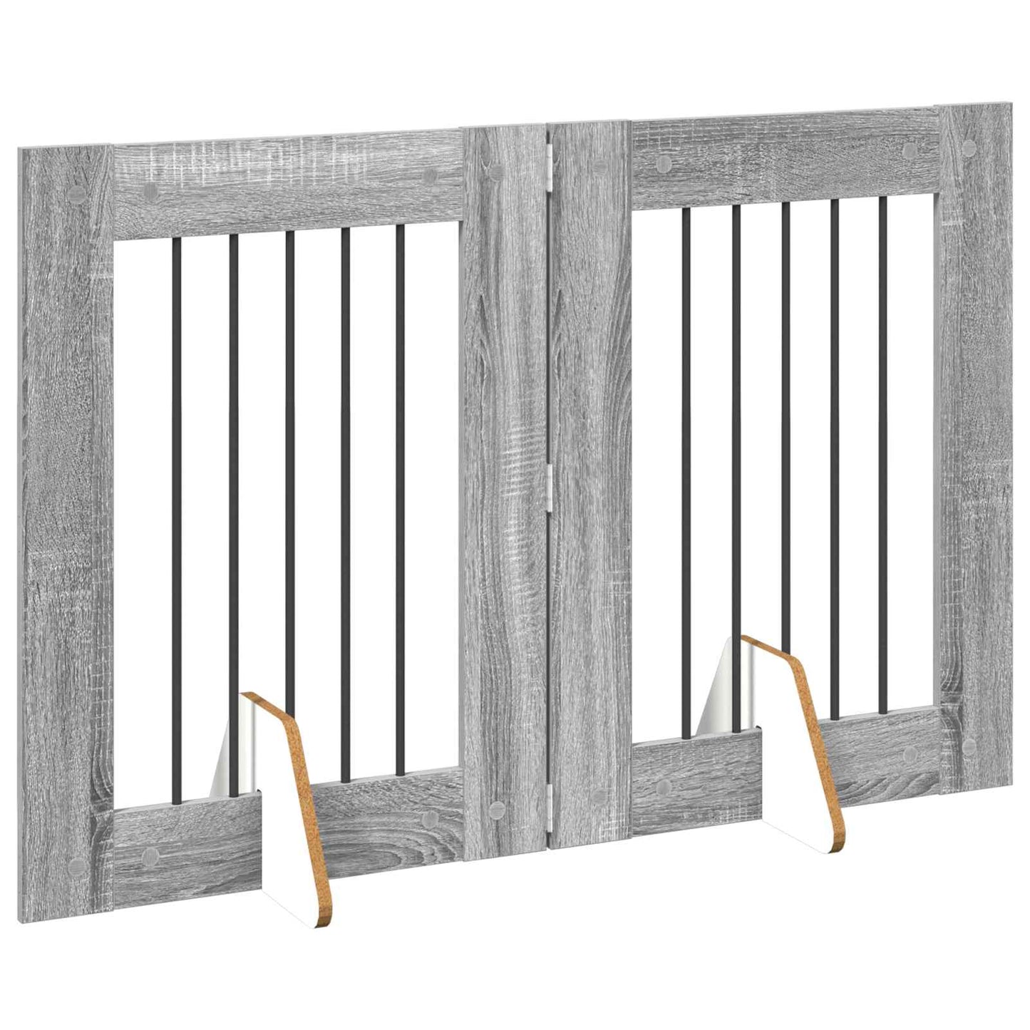 Dog Gate with Stands 2 pcs Grey Sonoma 60 x 80 cm
