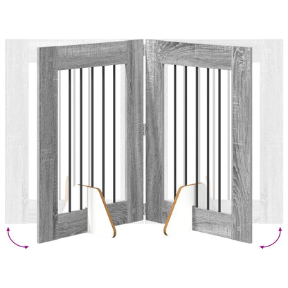 Foldable Dog Gate with Stands 2 pcs Grey Sonoma 120.5 cm