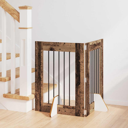 Dog Gate with Stands 2 pcs Old Wood 60 x 80 cm Engineered Wood