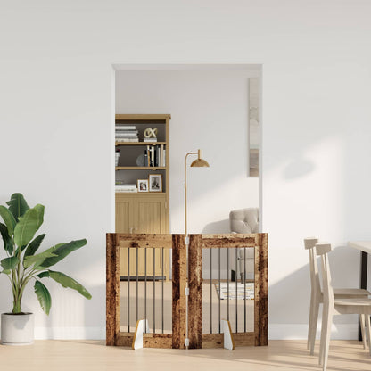 Dog Gate with Stands 2 pcs Old Wood 60 x 80 cm Engineered Wood