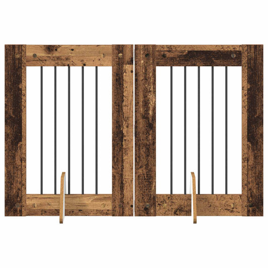 Foldable Dog Gate with Stands 2 pcs Old Wood 120.5 cm
