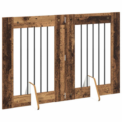 Foldable Dog Gate with Stands 2 pcs Old Wood 120.5 cm