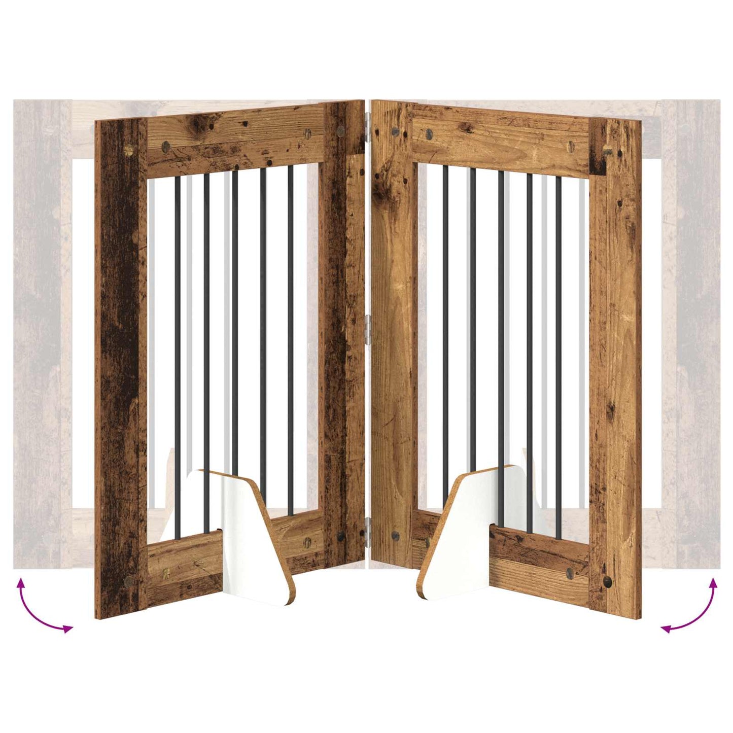 Foldable Dog Gate with Stands 2 pcs Old Wood 120.5 cm