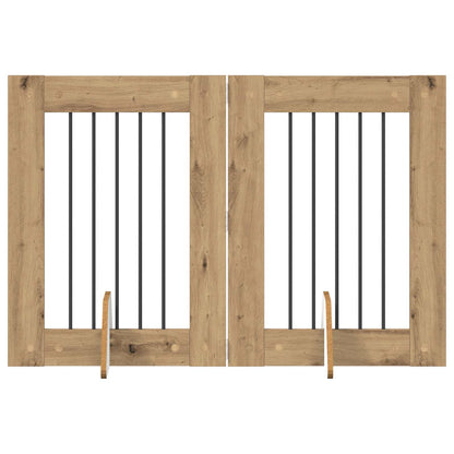 Foldable Dog Gate with Stands 2 pcs Artisan Oak 120.5 cm