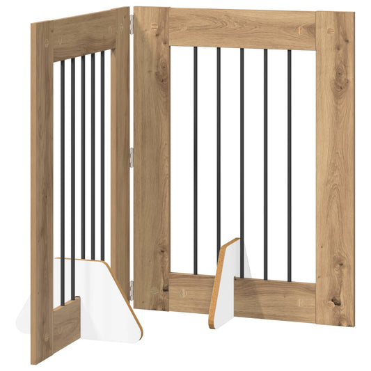 Foldable Dog Gate with Stands 2 pcs Artisan Oak 120.5 cm