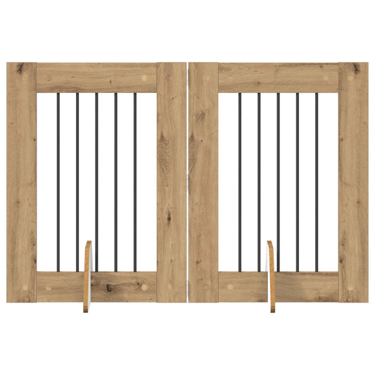 Foldable Dog Gate with Stands 2 pcs Artisan Oak 120.5 cm
