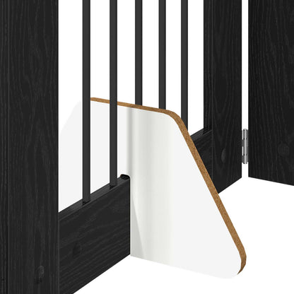 Foldable Dog Gate with Stands 4 pcs Black Oak 241 cm