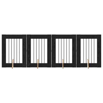 Dog Gate with Stands 4 pcs Black Oak 60 x 80 cm Engineered Wood