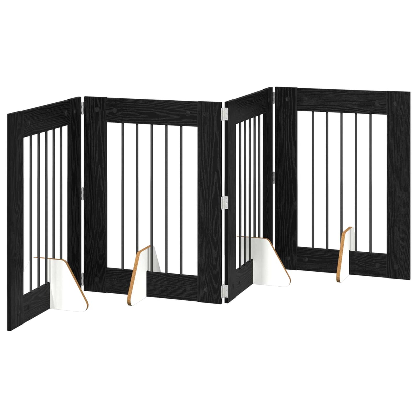 Dog Gate with Stands 4 pcs Black Oak 60 x 80 cm Engineered Wood