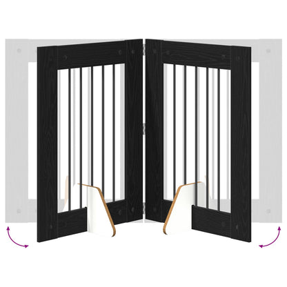 Foldable Dog Gate with Stands 4 pcs Black Oak 241 cm