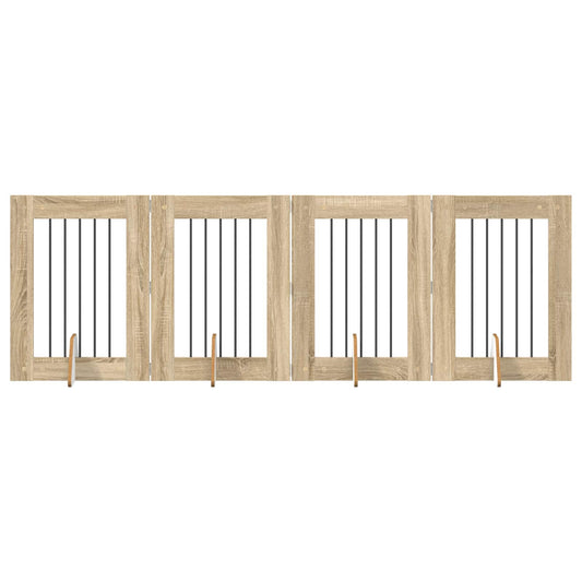 Foldable Dog Gate with Stands 4 pcs Sonoma Oak 241 cm