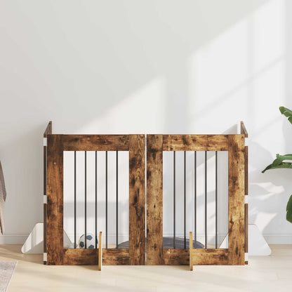 Dog Gate with Stands 4 pcs Smoked Oak 60 x 80 cm