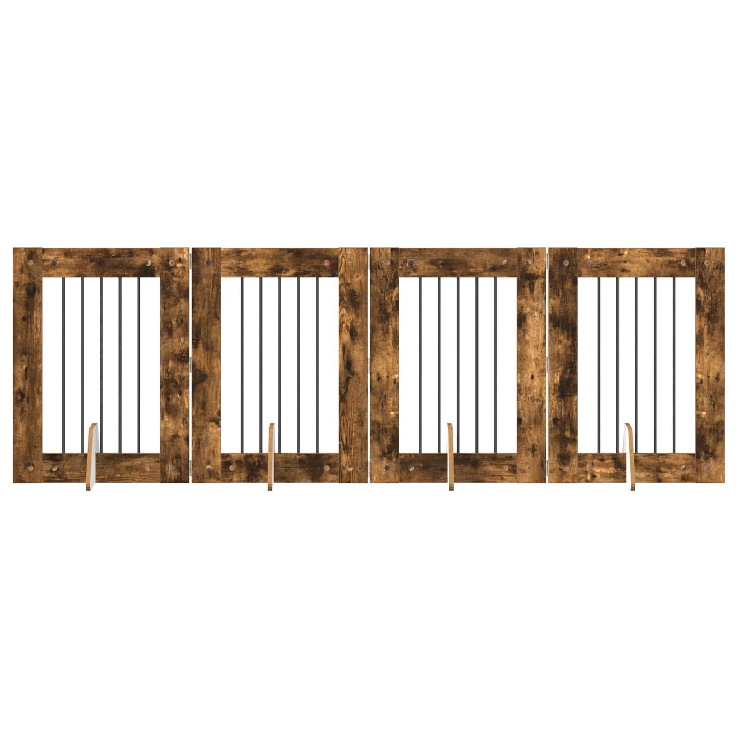Dog Gate with Stands 4 pcs Smoked Oak 60 x 80 cm
