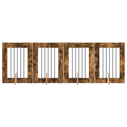 Dog Gate with Stands 4 pcs Smoked Oak 60 x 80 cm