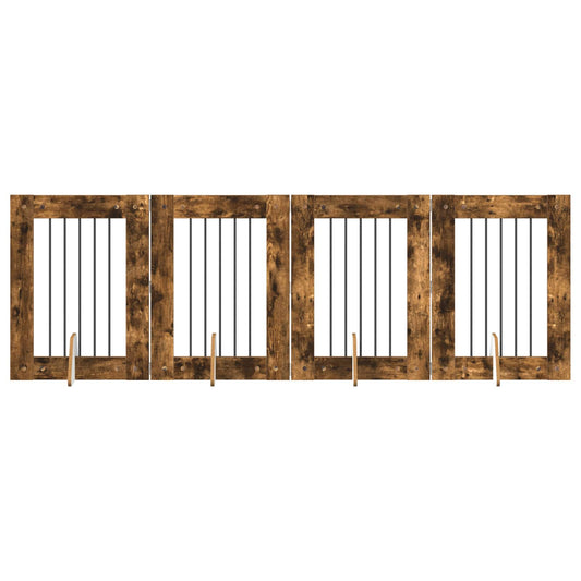 Foldable Dog Gate with Stands 4 pcs Smoked Oak 241 cm