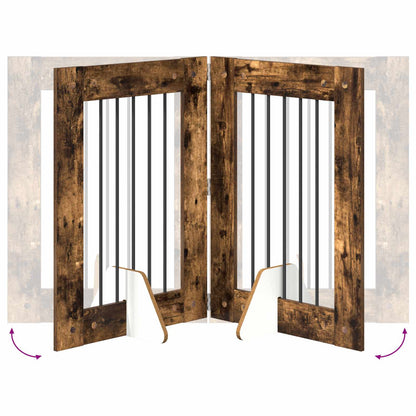 Foldable Dog Gate with Stands 4 pcs Smoked Oak 241 cm