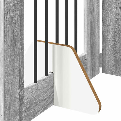 Foldable Dog Gate with Stands 4 pcs Grey Sonoma 241 cm